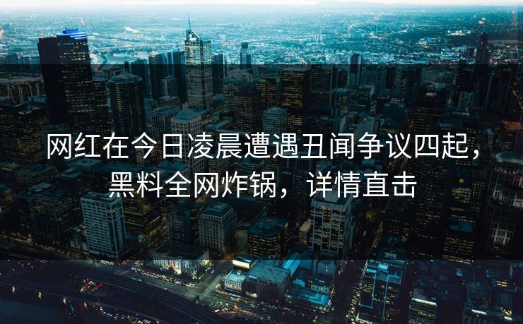 网红在今日凌晨遭遇丑闻争议四起，黑料全网炸锅，详情直击
