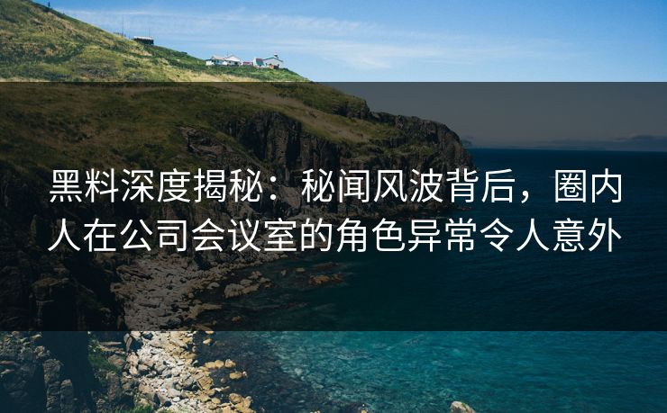 黑料深度揭秘：秘闻风波背后，圈内人在公司会议室的角色异常令人意外