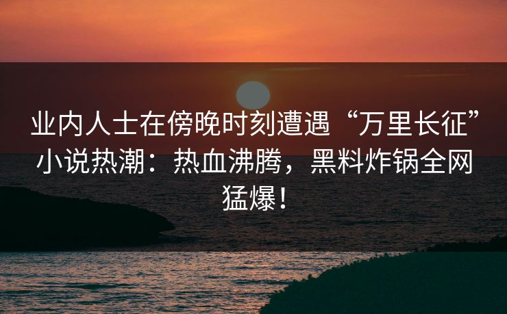 业内人士在傍晚时刻遭遇“万里长征”小说热潮：热血沸腾，黑料炸锅全网猛爆！