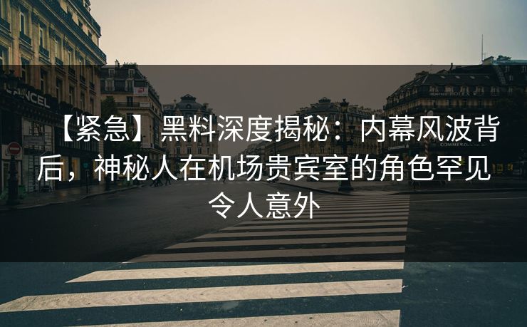 【紧急】黑料深度揭秘：内幕风波背后，神秘人在机场贵宾室的角色罕见令人意外