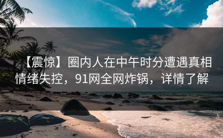 【震惊】圈内人在中午时分遭遇真相情绪失控，91网全网炸锅，详情了解