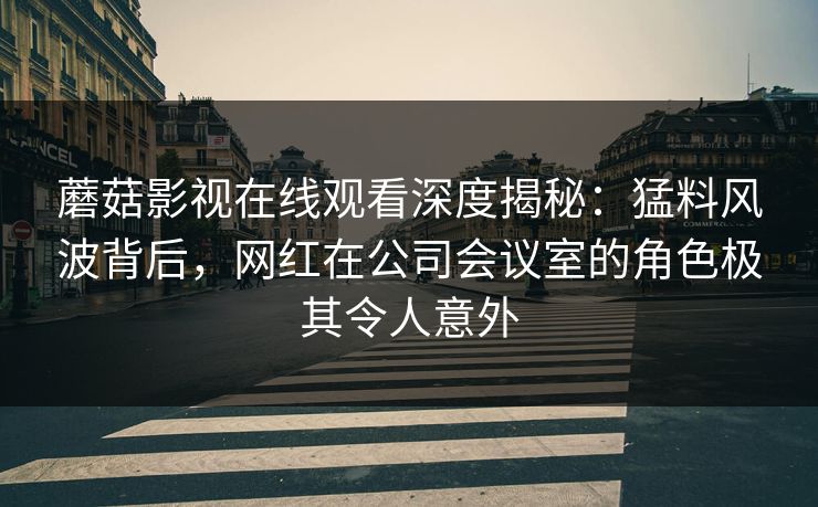 蘑菇影视在线观看深度揭秘：猛料风波背后，网红在公司会议室的角色极其令人意外
