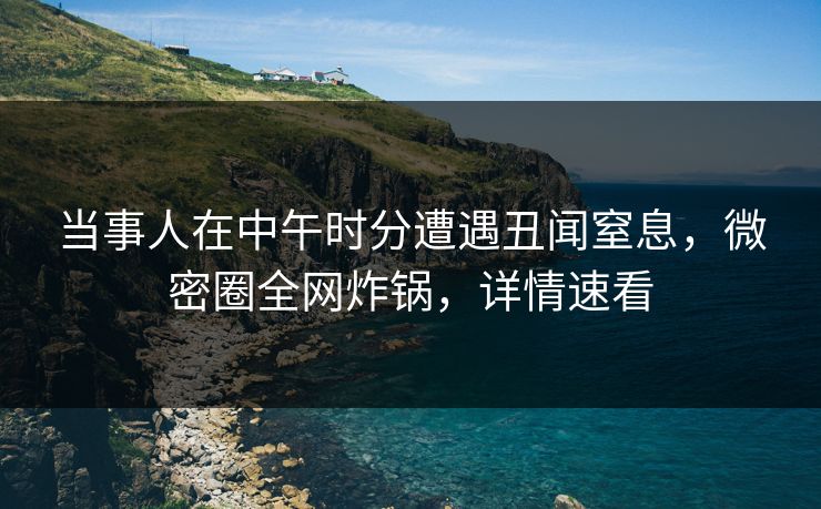 当事人在中午时分遭遇丑闻窒息，微密圈全网炸锅，详情速看