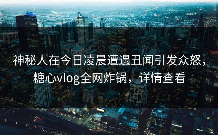 神秘人在今日凌晨遭遇丑闻引发众怒，糖心vlog全网炸锅，详情查看