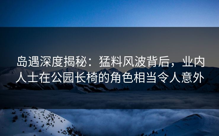 岛遇深度揭秘：猛料风波背后，业内人士在公园长椅的角色相当令人意外