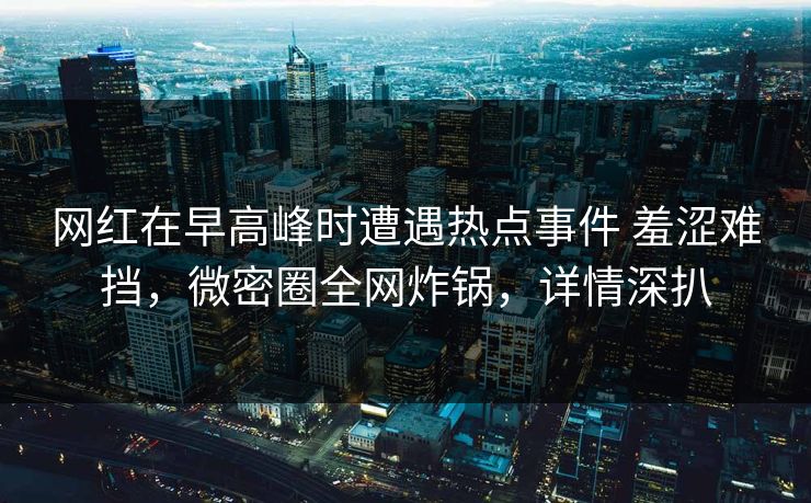 网红在早高峰时遭遇热点事件 羞涩难挡,微密圈全网炸锅,详情深扒